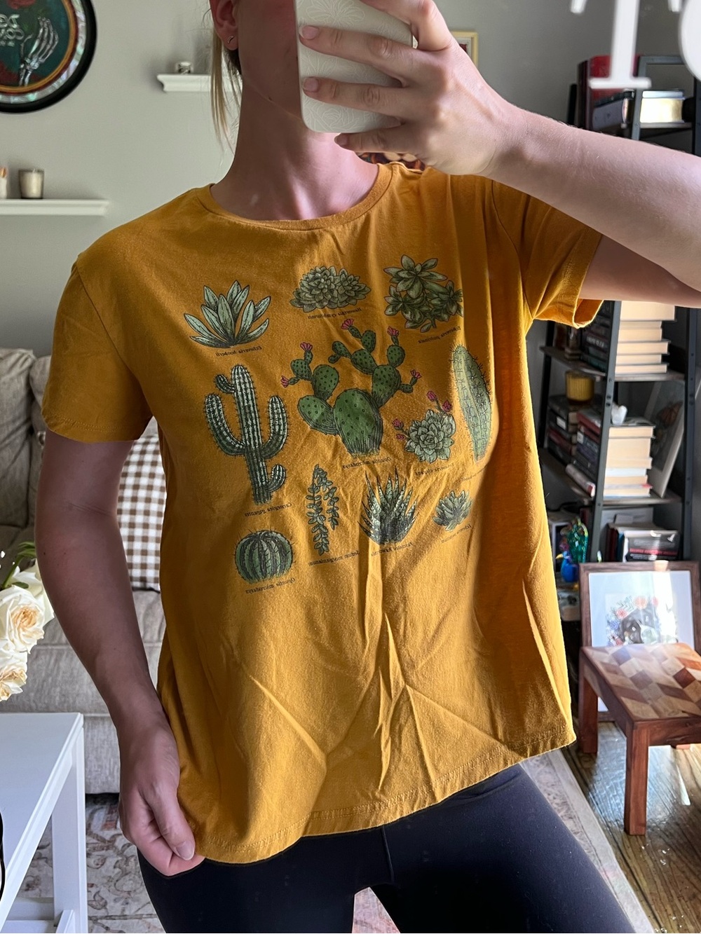 A New Day yellow plant tee
